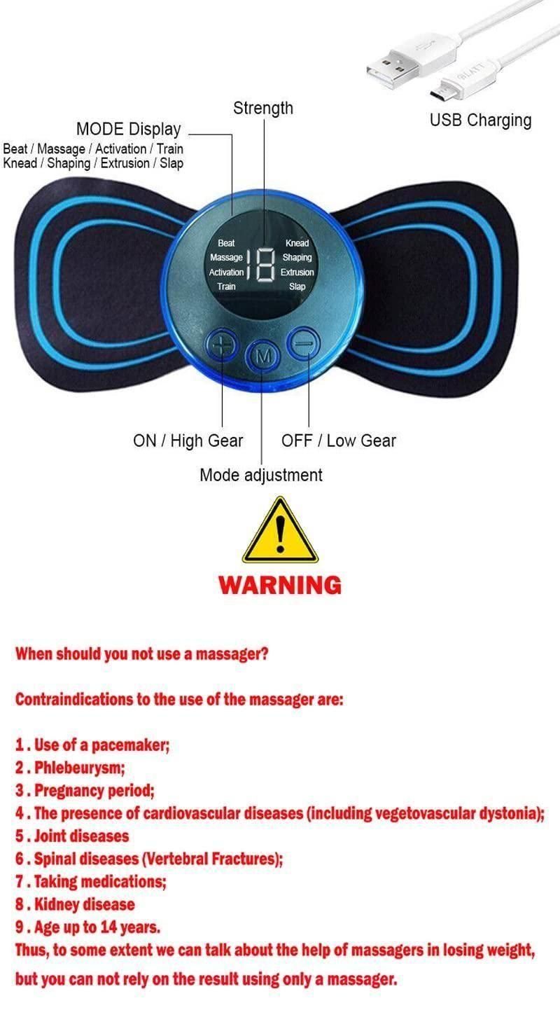 Mini Massager: Ultra-Compact 8-Mode, 19-Level Rechargeable for Instant Pain Relief