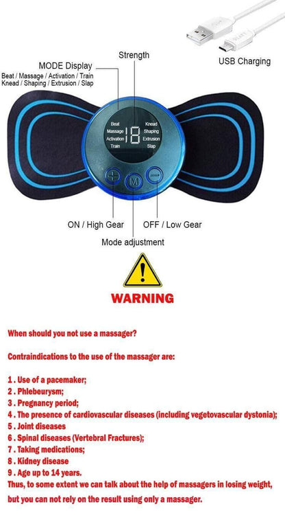 Mini Massager: Ultra-Compact 8-Mode, 19-Level Rechargeable for Instant Pain Relief